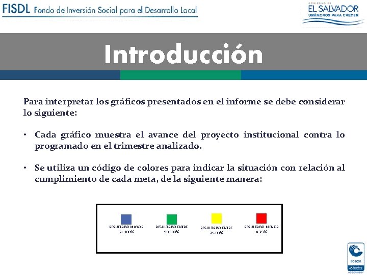 Introducción Para interpretar los gráficos presentados en el informe se debe considerar lo siguiente: