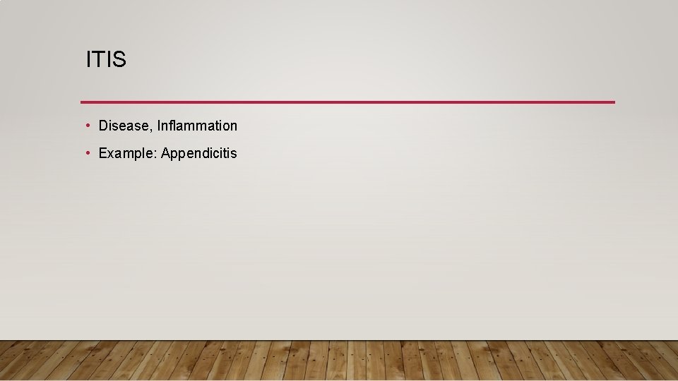 ITIS • Disease, Inflammation • Example: Appendicitis 