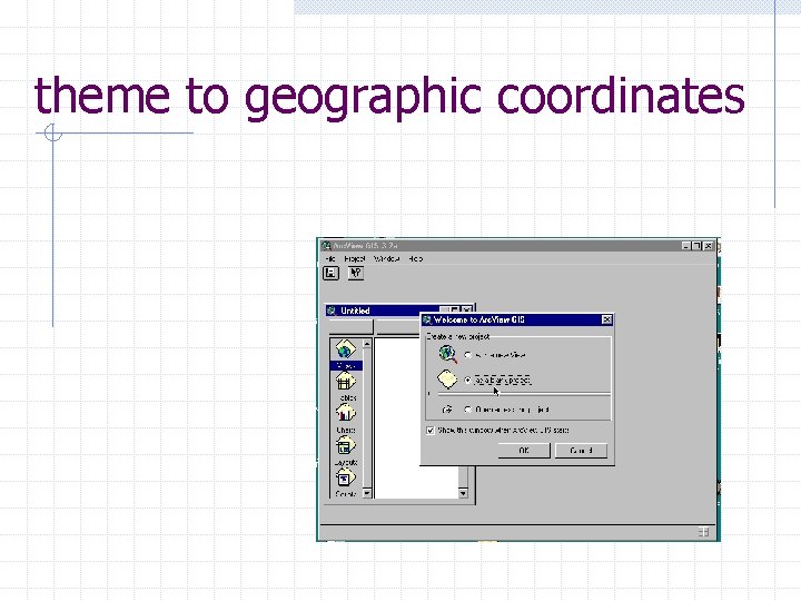 theme to geographic coordinates 