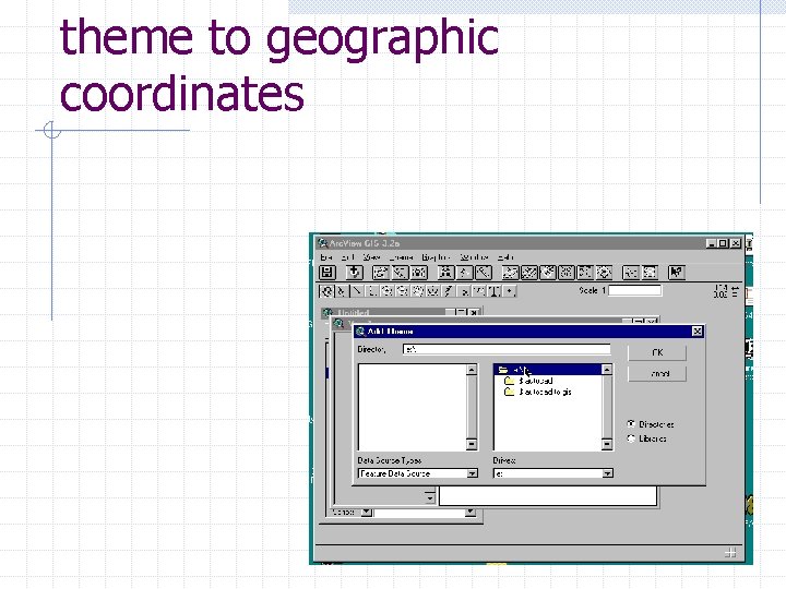 theme to geographic coordinates 