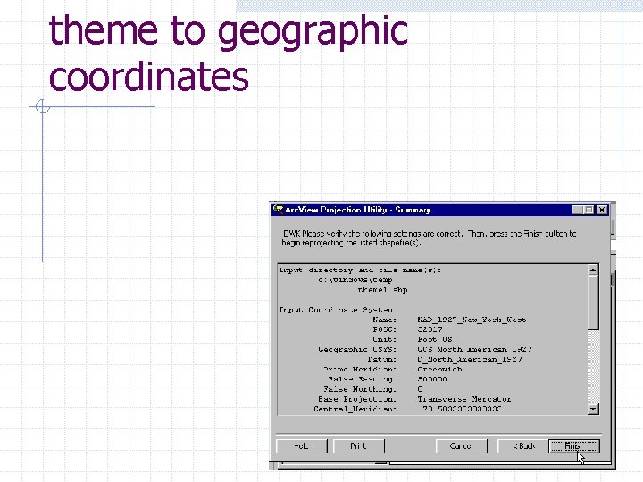 theme to geographic coordinates 