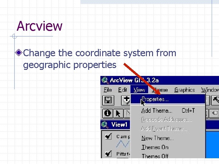 Arcview Change the coordinate system from geographic properties 