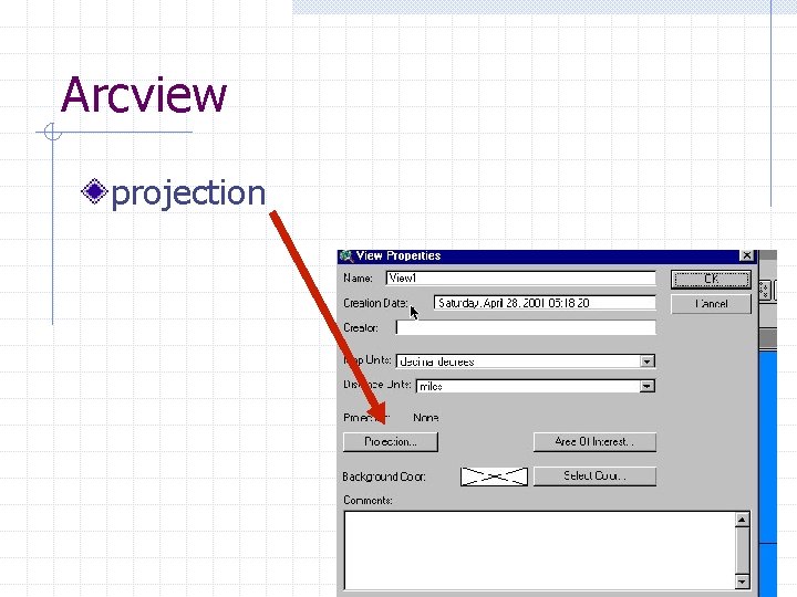 Arcview projection 