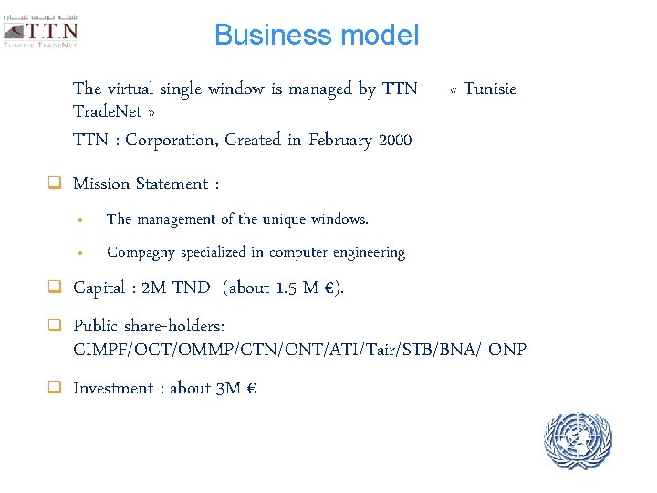 Tunisia Single Window Development and Implementation Experience of
