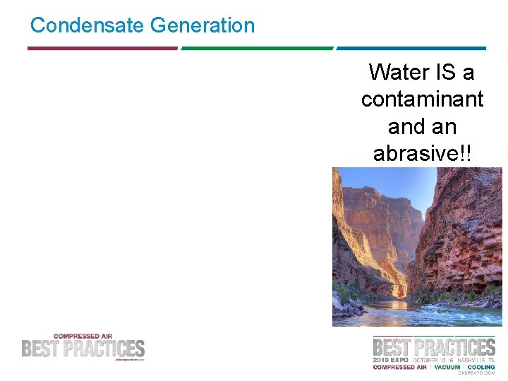 Condensate Generation Water IS a contaminant and an abrasive!! 