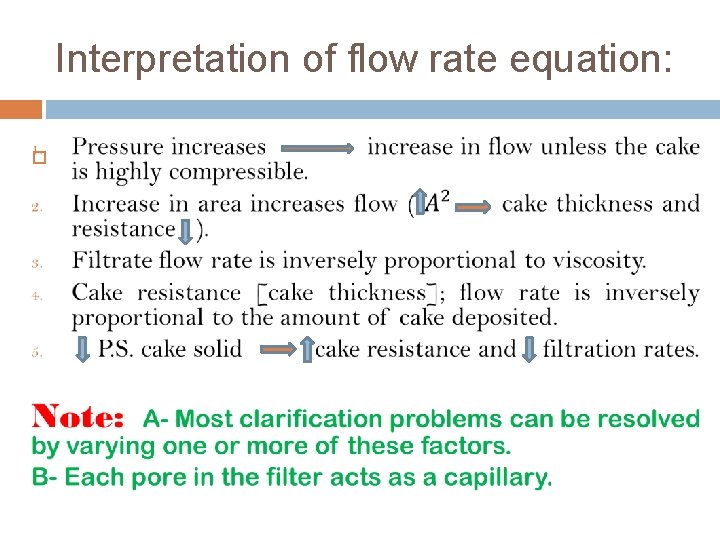Interpretation of flow rate equation: 