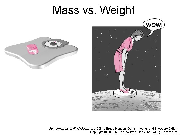 Mass vs. Weight Fundamentals of Fluid Mechanics, 5/E by Bruce Munson, Donald Young, and