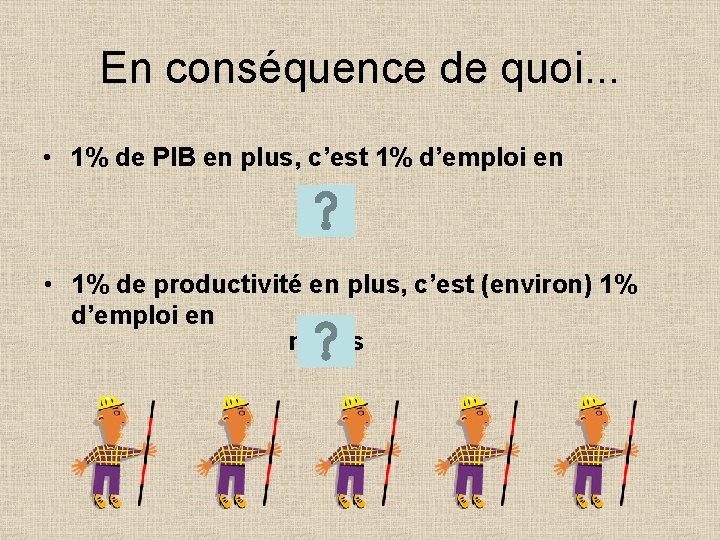 En conséquence de quoi. . . • 1% de PIB en plus, c’est 1%