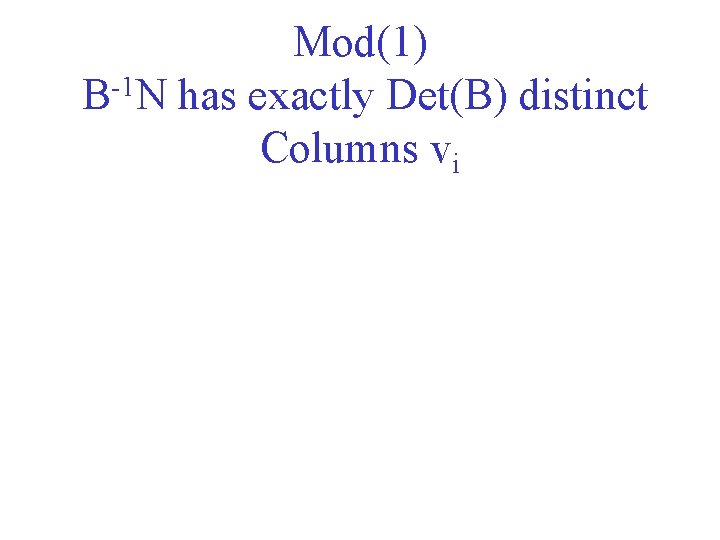 Mod(1) -1 B N has exactly Det(B) distinct Columns vi 