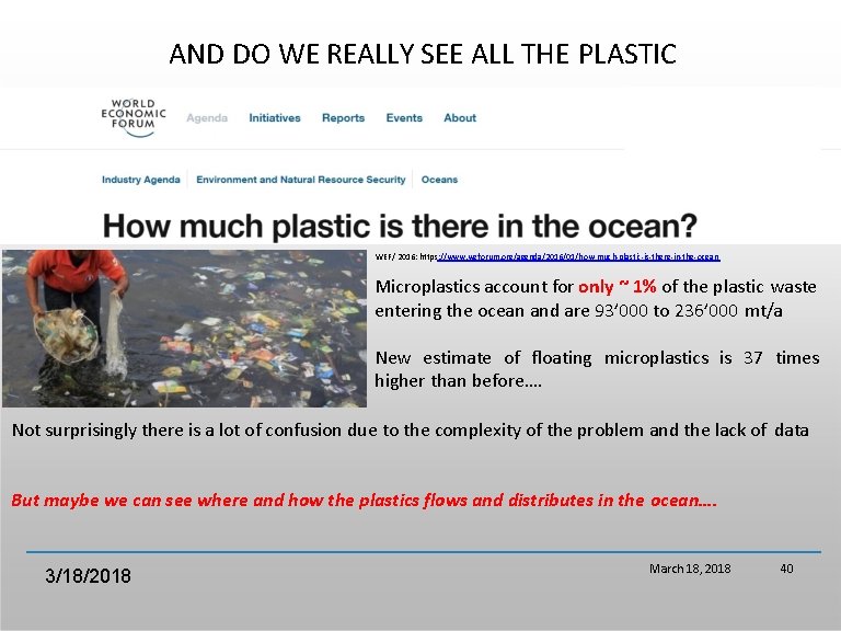 AND DO WE REALLY SEE ALL THE PLASTIC WEF/ 2016: https: //www. weforum. org/agenda/2016/01/how-much-plastic-is-there-in-the-ocean
