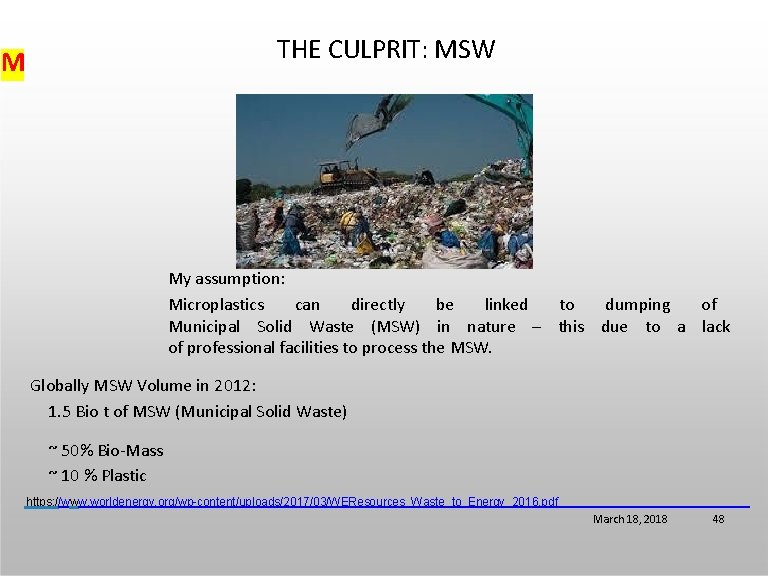 THE CULPRIT: MSW M My assumption: Microplastics can directly be linked to dumping of