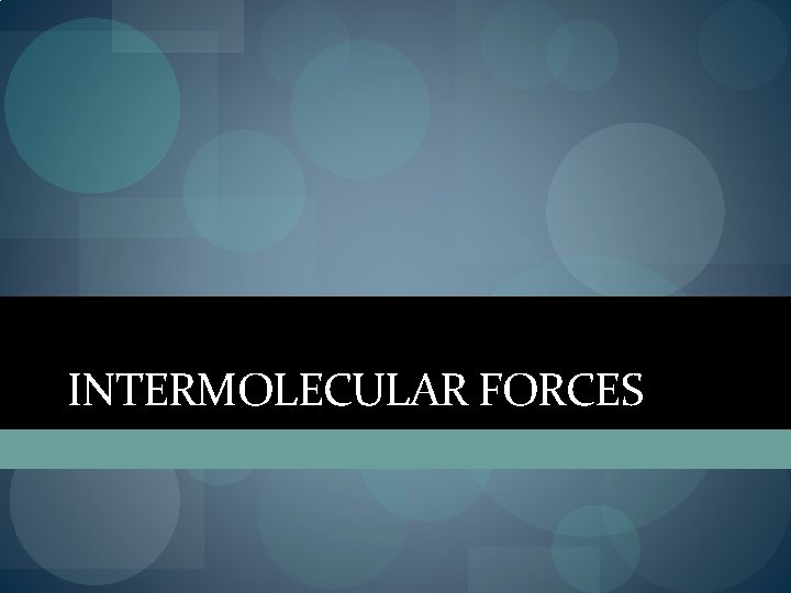 INTERMOLECULAR FORCES 