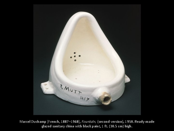 Marcel Duchamp [French, 1887– 1968], Fountain, (second version), 1950. Ready-made glazed sanitary china with