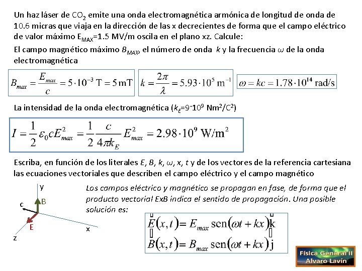 Un haz láser de CO 2 emite una onda electromagnética armónica de longitud de