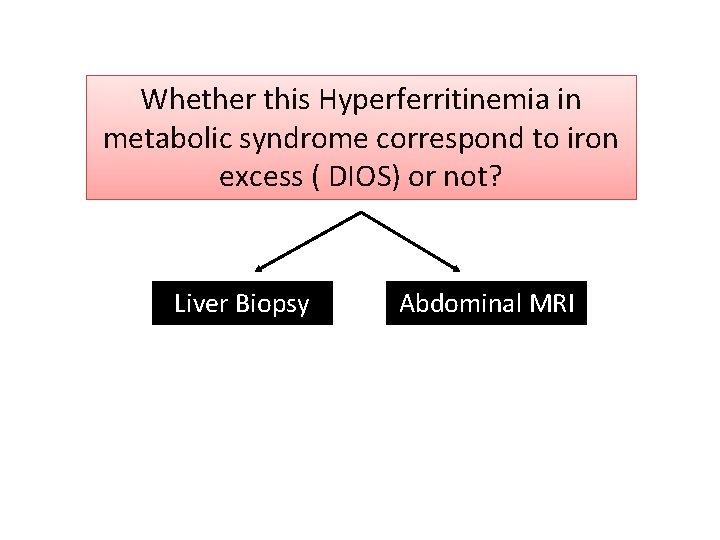Whether this Hyperferritinemia in metabolic syndrome correspond to iron excess ( DIOS) or not?