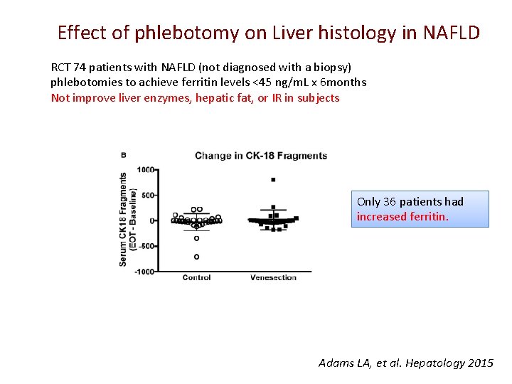 Effect of phlebotomy on Liver histology in NAFLD RCT 74 patients with NAFLD (not