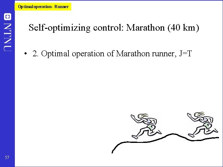 Optimal operation - Runner Self-optimizing control: Marathon (40 km) • 2. Optimal operation of