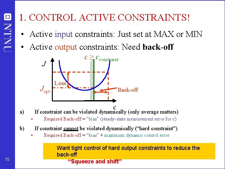 1. CONTROL ACTIVE CONSTRAINTS! • Active input constraints: Just set at MAX or MIN