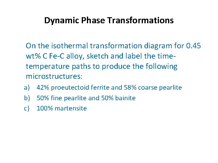 Dynamic Phase Transformations On the isothermal transformation diagram for 0. 45 wt% C Fe-C