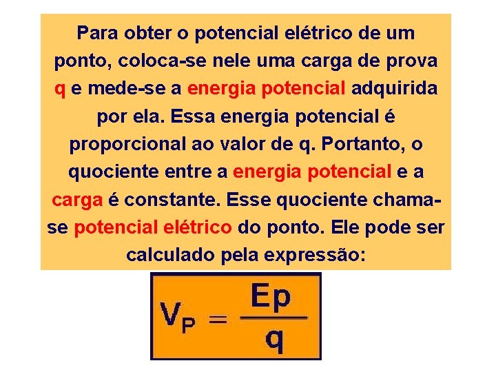 Para obter o potencial elétrico de um ponto, coloca-se nele uma carga de prova