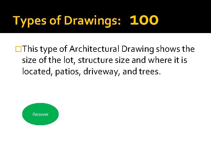 Types of Drawings: 100 �This type of Architectural Drawing shows the size of the