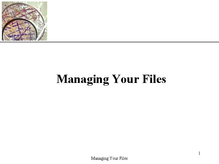 XP Managing Your Files 1 Managing Your Files 