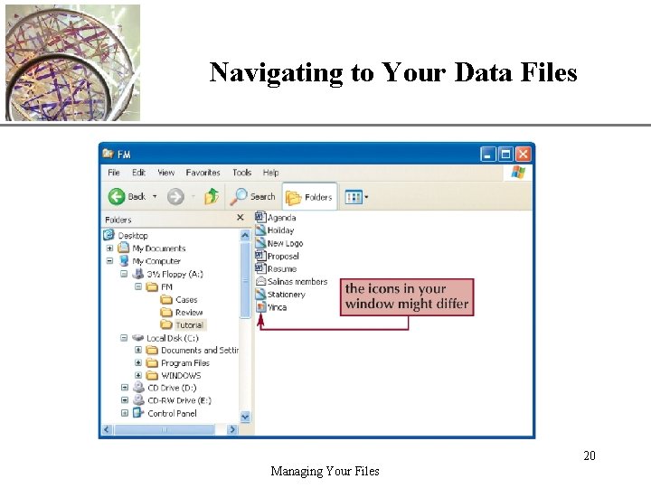 Navigating to Your Data Files XP 20 Managing Your Files 