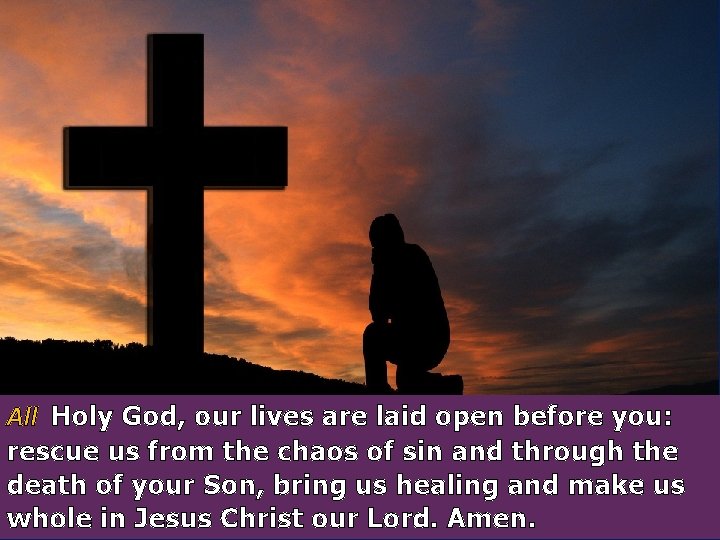 All Holy God, our lives are laid open before you: rescue us from the