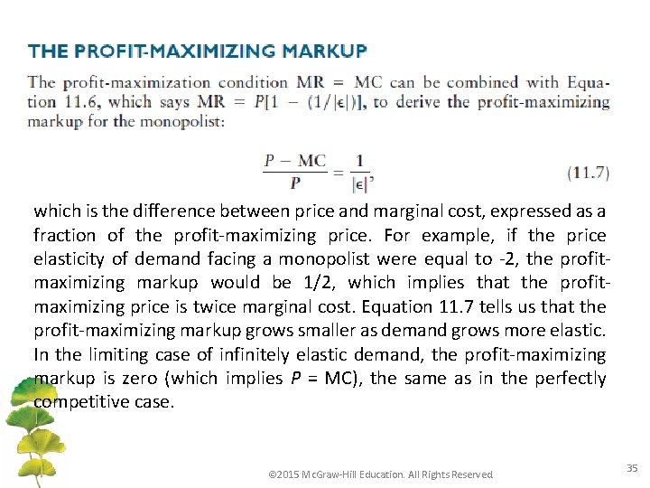 which is the difference between price and marginal cost, expressed as a fraction of