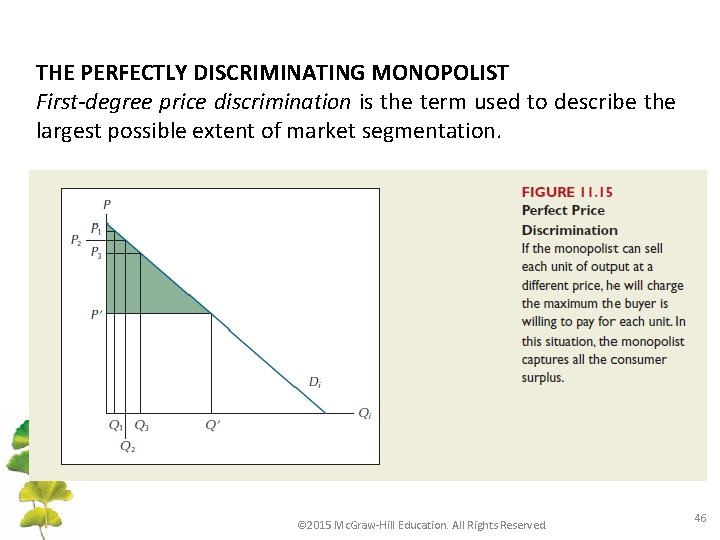 THE PERFECTLY DISCRIMINATING MONOPOLIST First-degree price discrimination is the term used to describe the