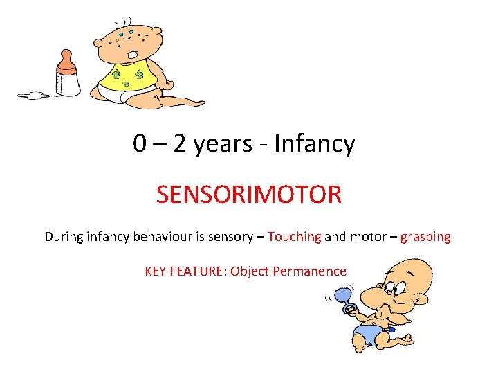 0 – 2 years - Infancy SENSORIMOTOR During infancy behaviour is sensory – Touching 0 – 2 years - Infancy SENSORIMOTOR During infancy behaviour is sensory – Touching