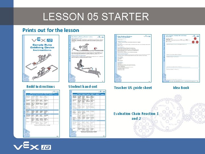LESSON 05 STARTER Prints out for the lesson Build Instructions Student hand-out Teacher US