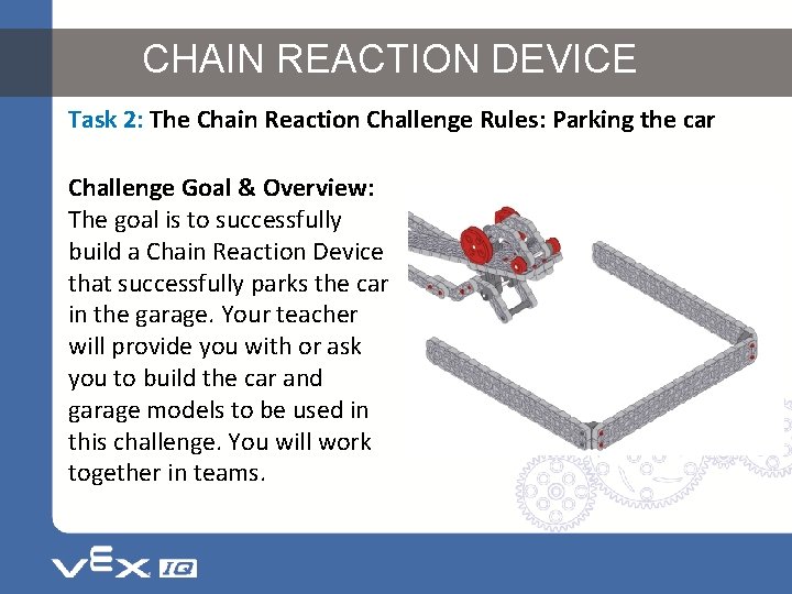 CHAIN REACTION DEVICE Task 2: The Chain Reaction Challenge Rules: Parking the car Challenge