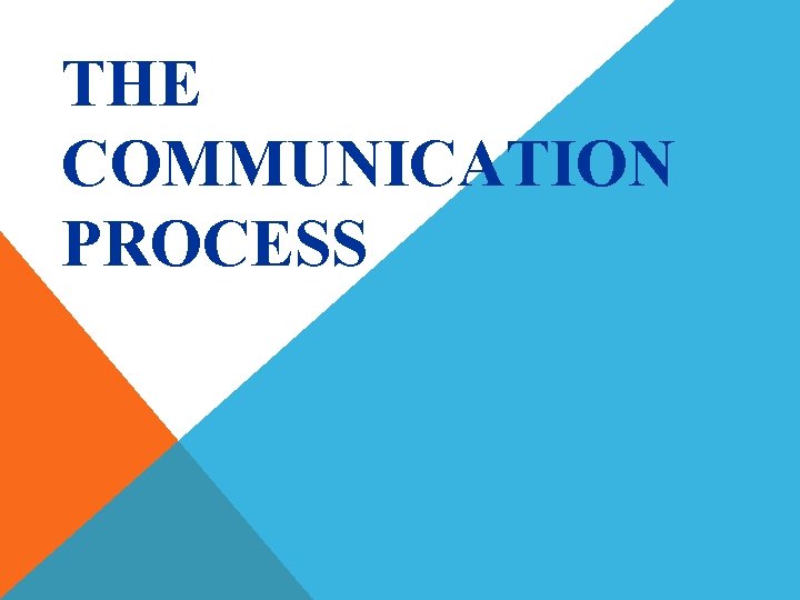 THE COMMUNICATION PROCESS 