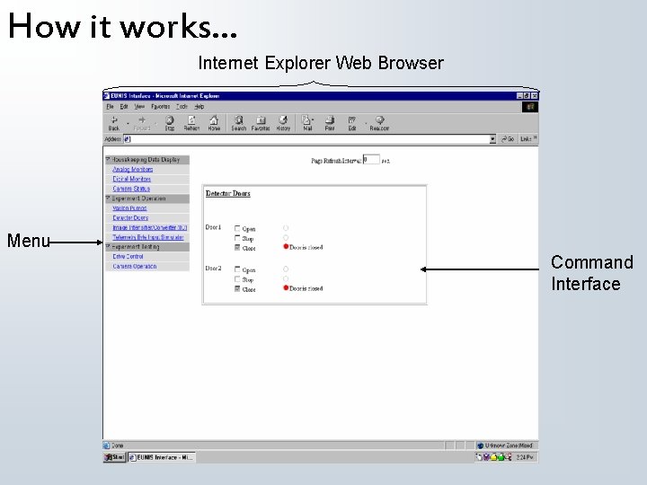 How it works. . . Internet Explorer Web Browser Menu Command Interface 