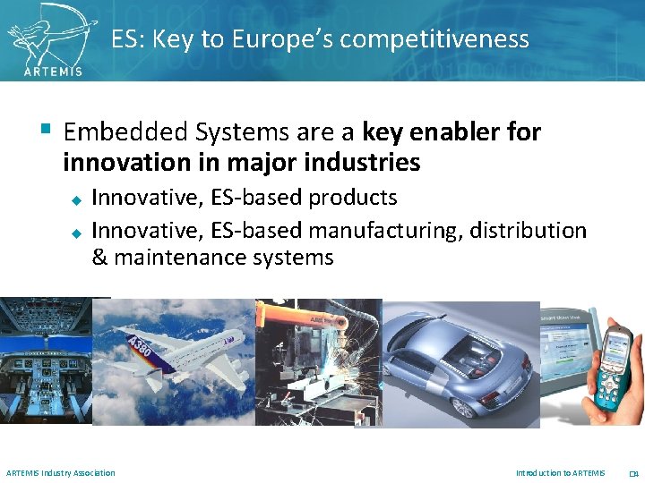 ES: Key to Europe’s competitiveness § Embedded Systems are a key enabler for innovation