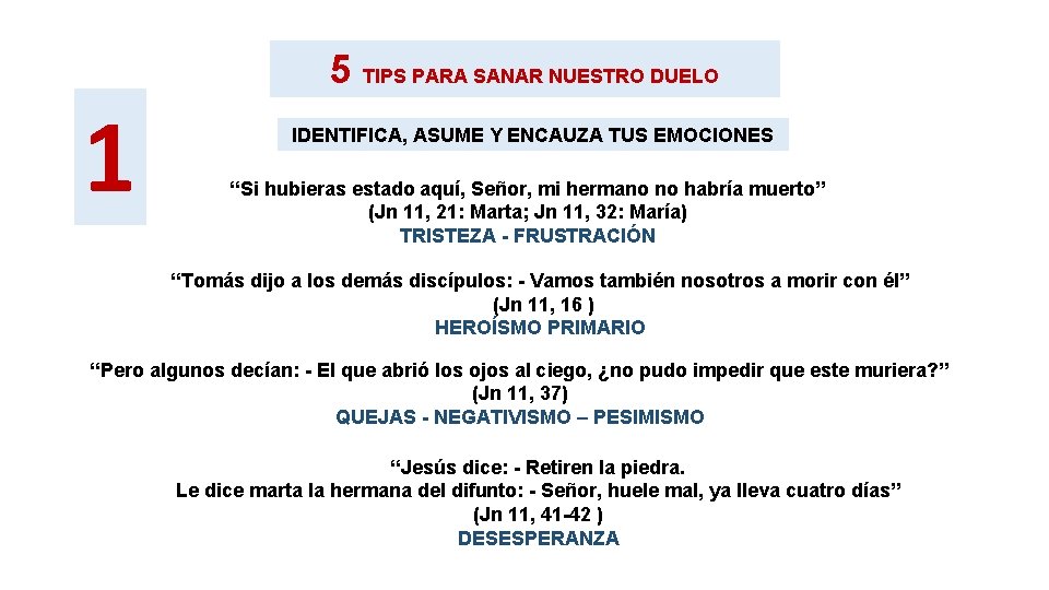 5 TIPS PARA SANAR NUESTRO DUELO 1 IDENTIFICA, ASUME Y ENCAUZA TUS EMOCIONES “Si 5 TIPS PARA SANAR NUESTRO DUELO 1 IDENTIFICA, ASUME Y ENCAUZA TUS EMOCIONES “Si