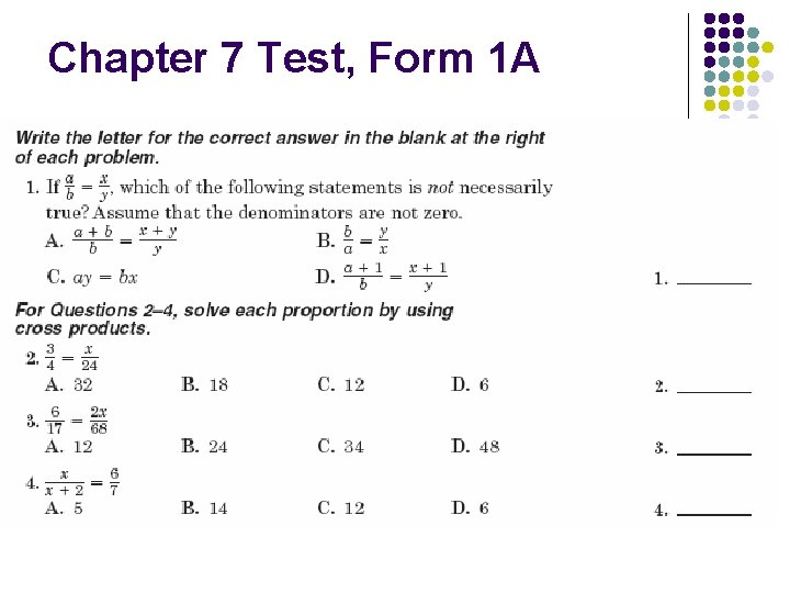 Chapter 7 Test, Form 1 A 