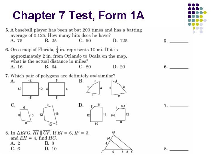 Chapter 7 Test, Form 1 A 