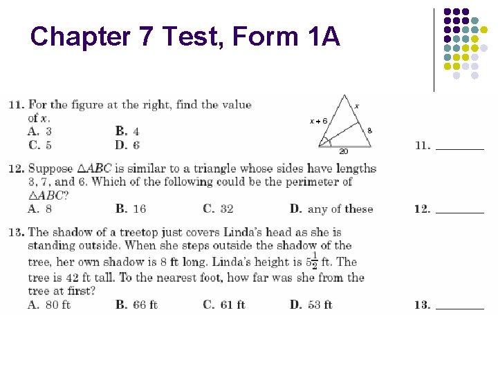 Chapter 7 Test, Form 1 A 