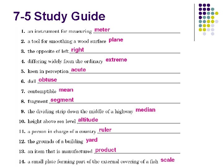 7 -5 Study Guide 