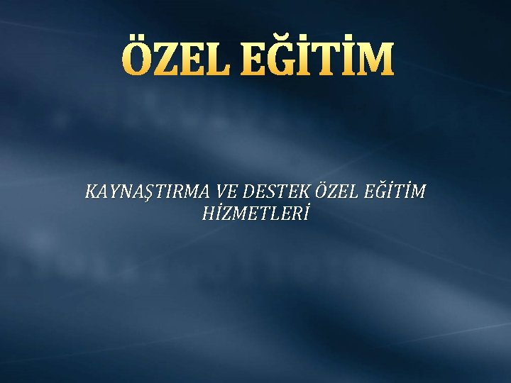 ÖZEL EĞİTİM KAYNAŞTIRMA VE DESTEK ÖZEL EĞİTİM HİZMETLERİ 