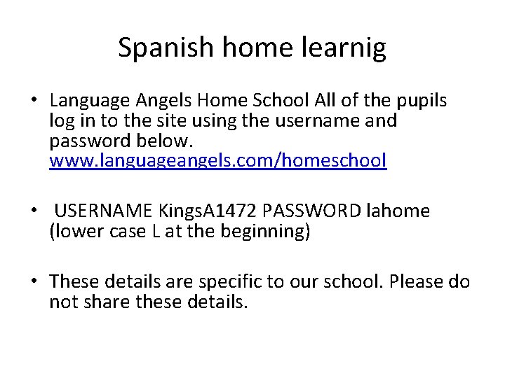 Spanish home learnig • Language Angels Home School All of the pupils log in