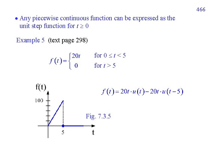 466 Any piecewise continuous function can be expressed as the unit step function for