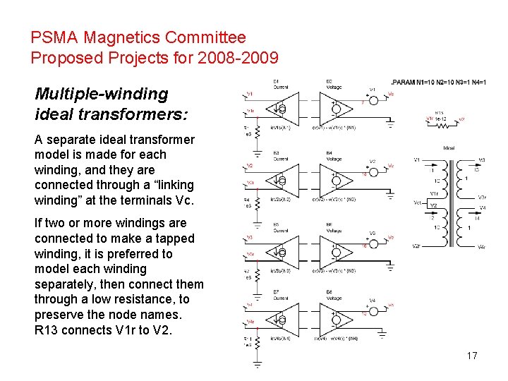 PSMA Magnetics Committee Proposed Projects for 2008 -2009 Multiple-winding ideal transformers: A separate ideal