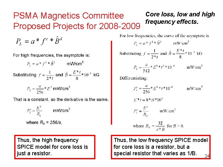 PSMA Magnetics Committee Proposed Projects for 2008 -2009 Thus, the high frequency SPICE model