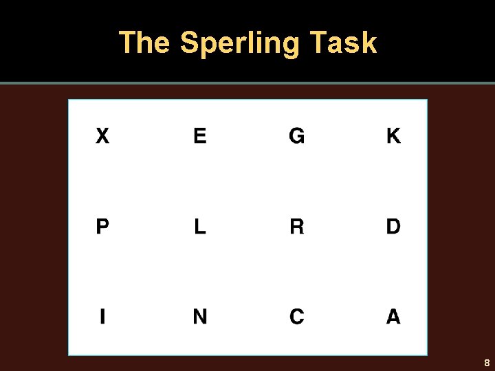 The Sperling Task 8 