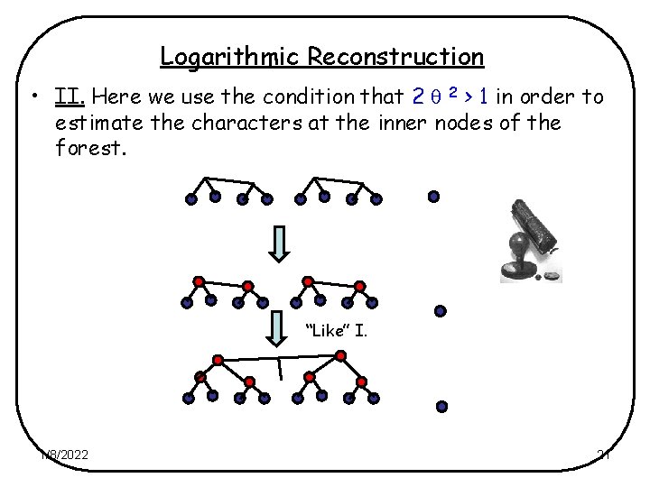 Logarithmic Reconstruction • II. Here we use the condition that 2 2 > 1