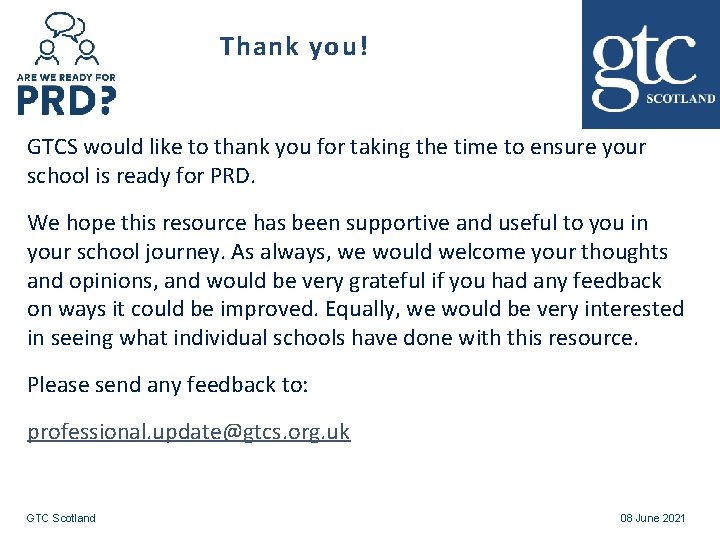 Thank you! GTCS would like to thank you for taking the time to ensure Thank you! GTCS would like to thank you for taking the time to ensure