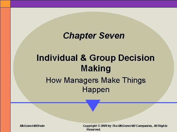 Chapter Seven Individual Group Decision Making How Managers